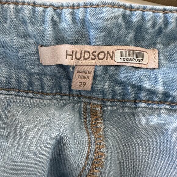 Hudson Wide Leg Baggy Jeans Denim SIZE 29 Light Wash Tie Waist  Linen $245 - Picture 10 of 11